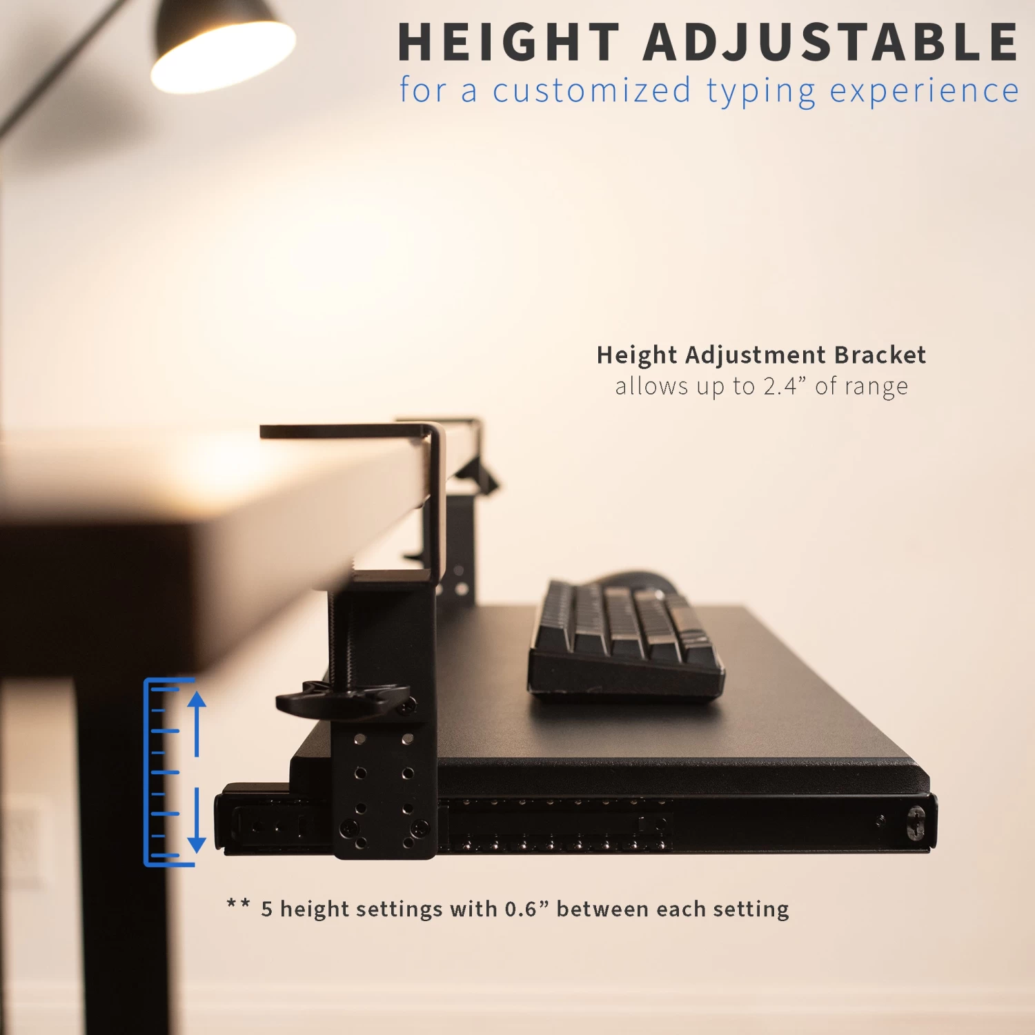 Clamp-on Height Adjustable Keyboard Tray - Image 5