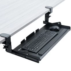 Black Clamp-on Height Adjustable Tilting Keyboard Tray