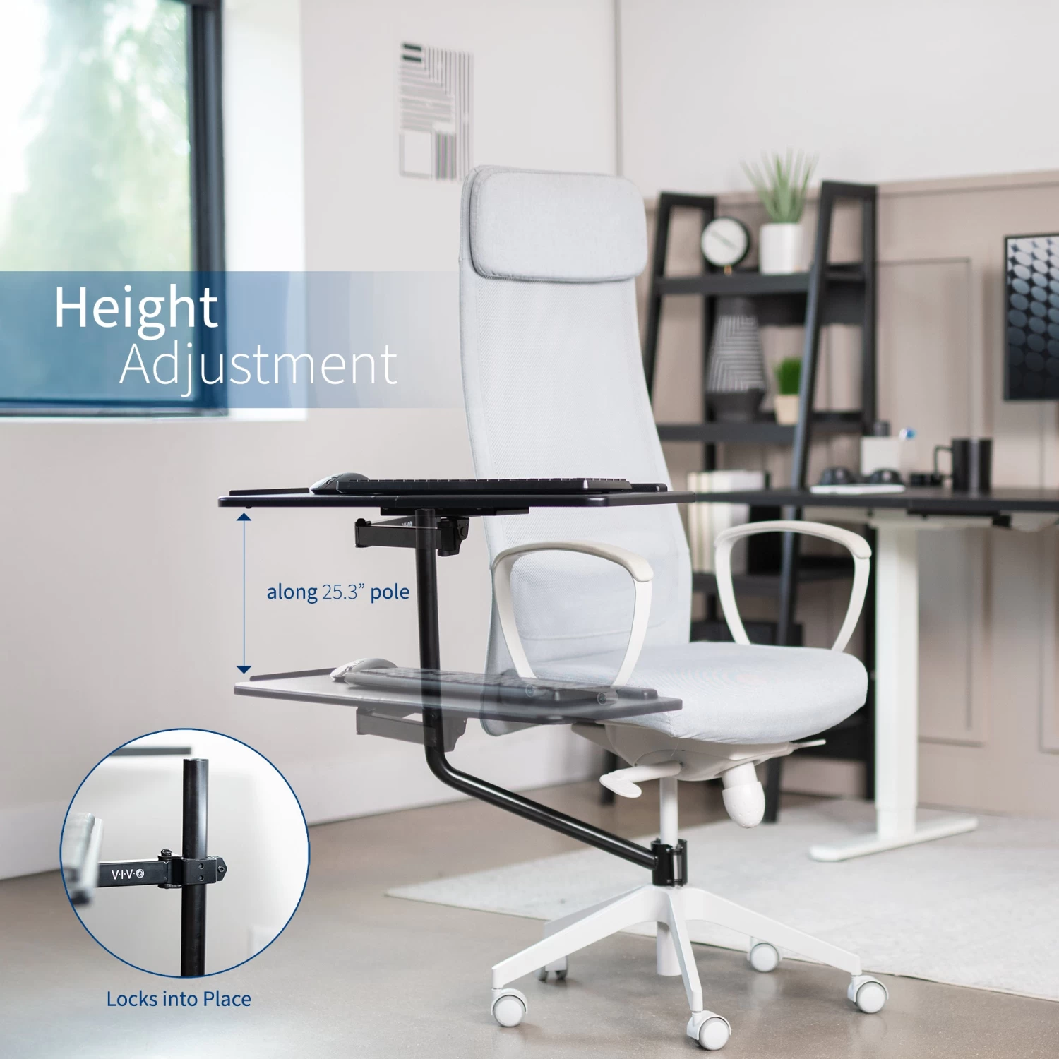 Black Office Chair Mounted Keyboard Tray - Image 4