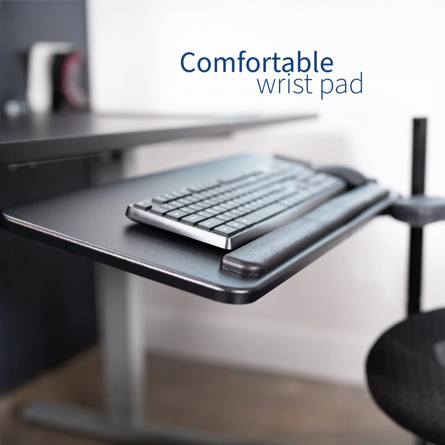 Black Office Chair Mounted Keyboard Tray - Image 8