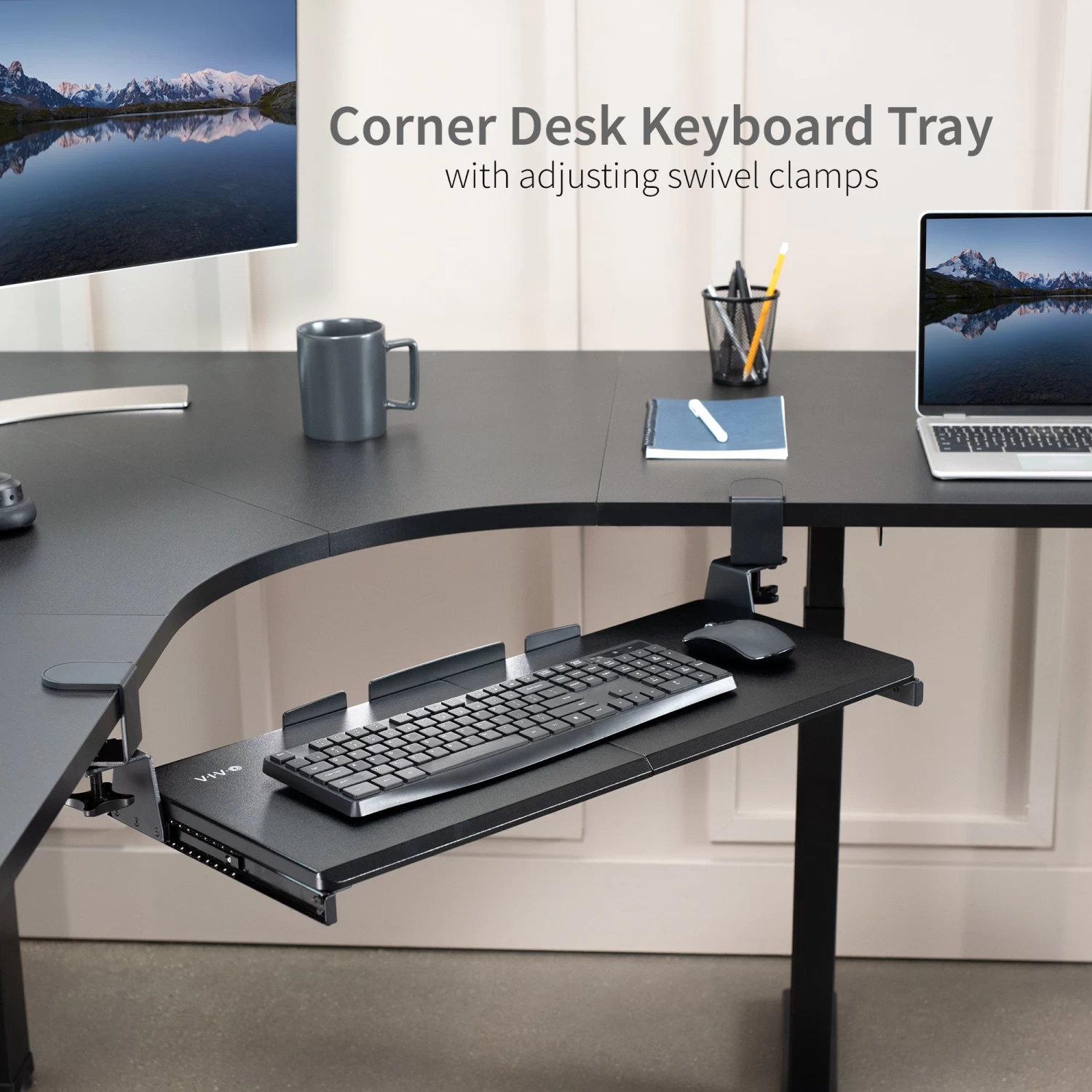 Clamp-on Keyboard Tray For Corner Desk - Image 2