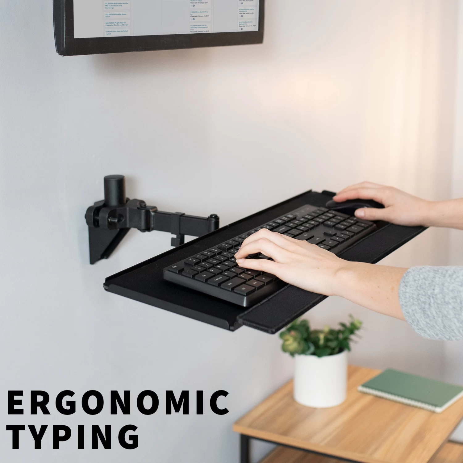 Black Pole Mount Tilting Keyboard Tray - Image 9