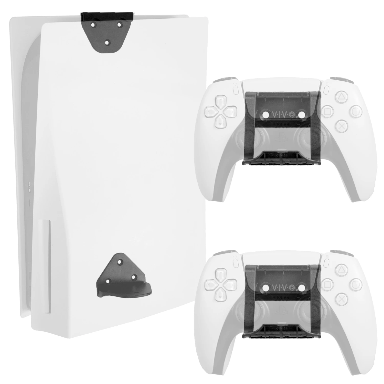 2-in-1 (Wall & Desk) Mount Designed For PS5 + 2 Controller Mounts