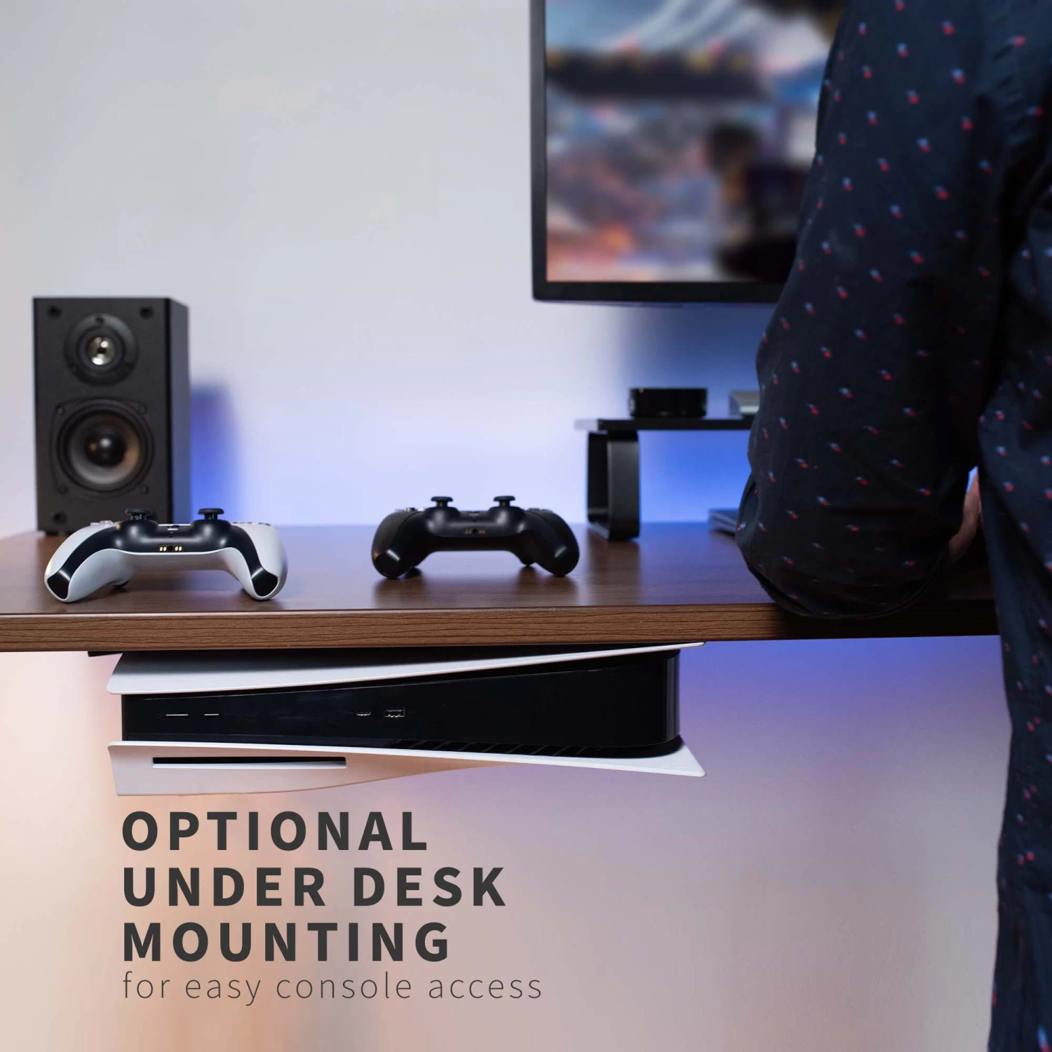 2-in-1 (Wall & Desk) Mount Designed For PS5 + 2 Controller Mounts - Image 4