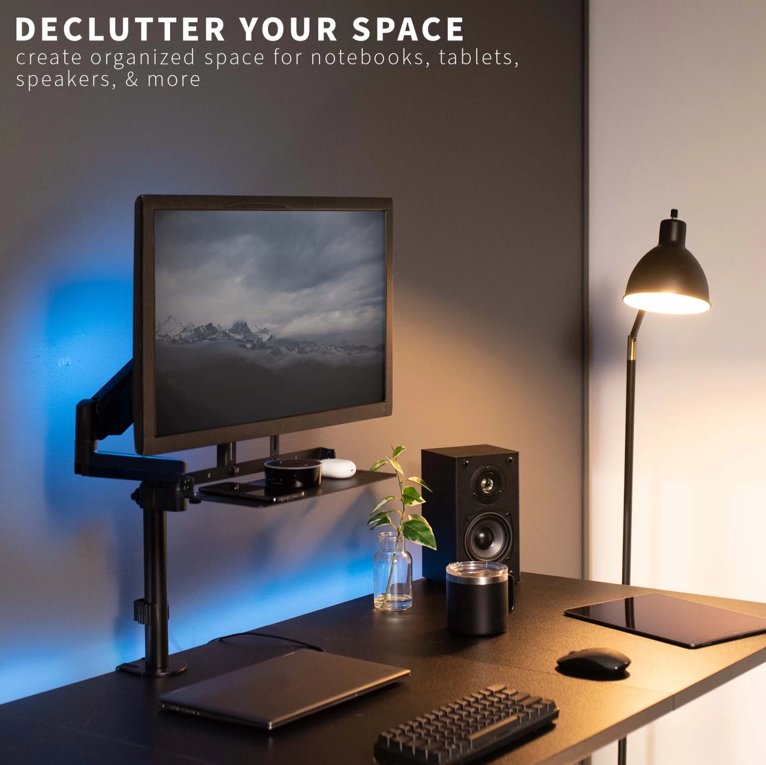 Black 13” X 6” Over/Under VESA Monitor Shelf - Image 3