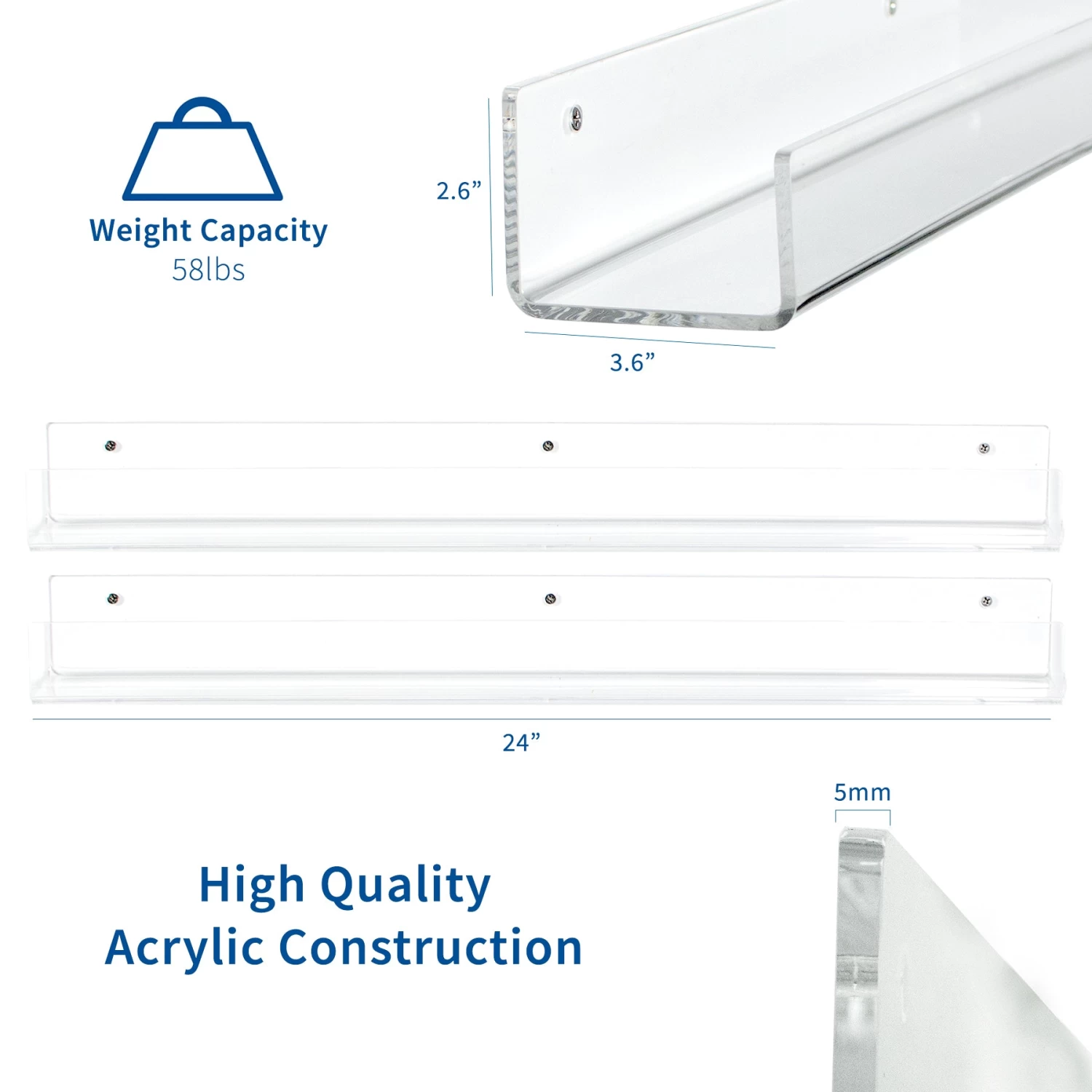 Acrylic 24” X 4" Floating Bookshelves (2 Pack) - Image 4