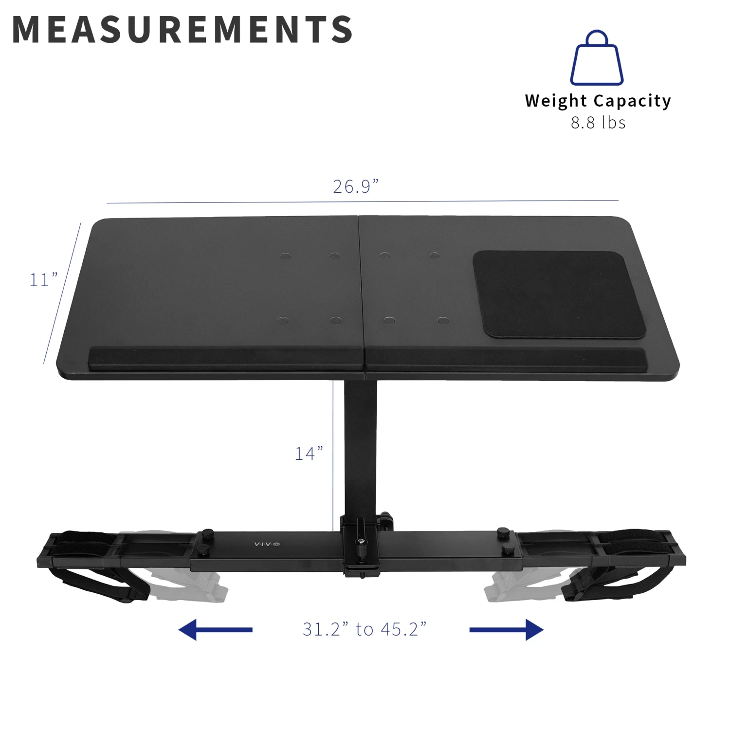 Height Adjustable 27" Laptop Desk For Treadmill - Image 4