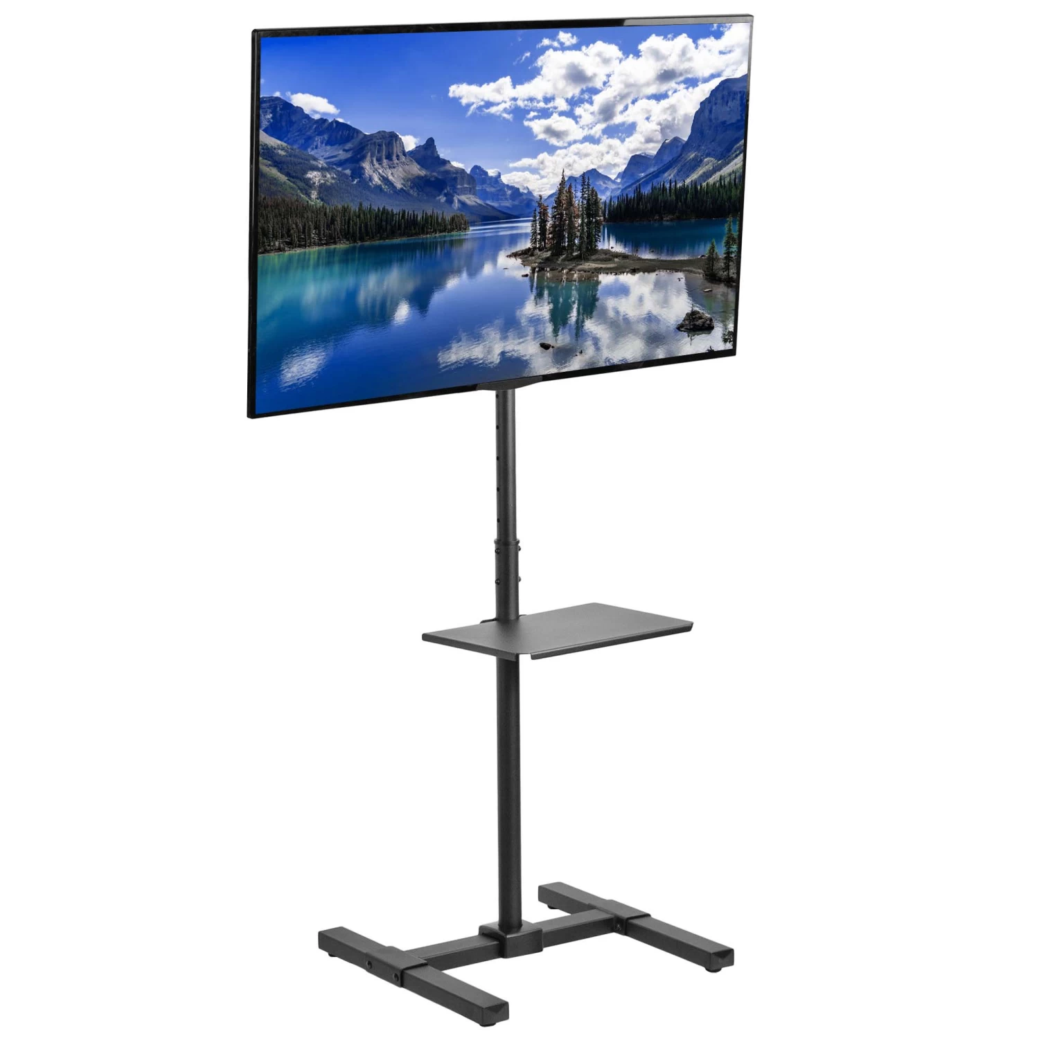 Black Stand For 13" To 50" Screens With Shelf