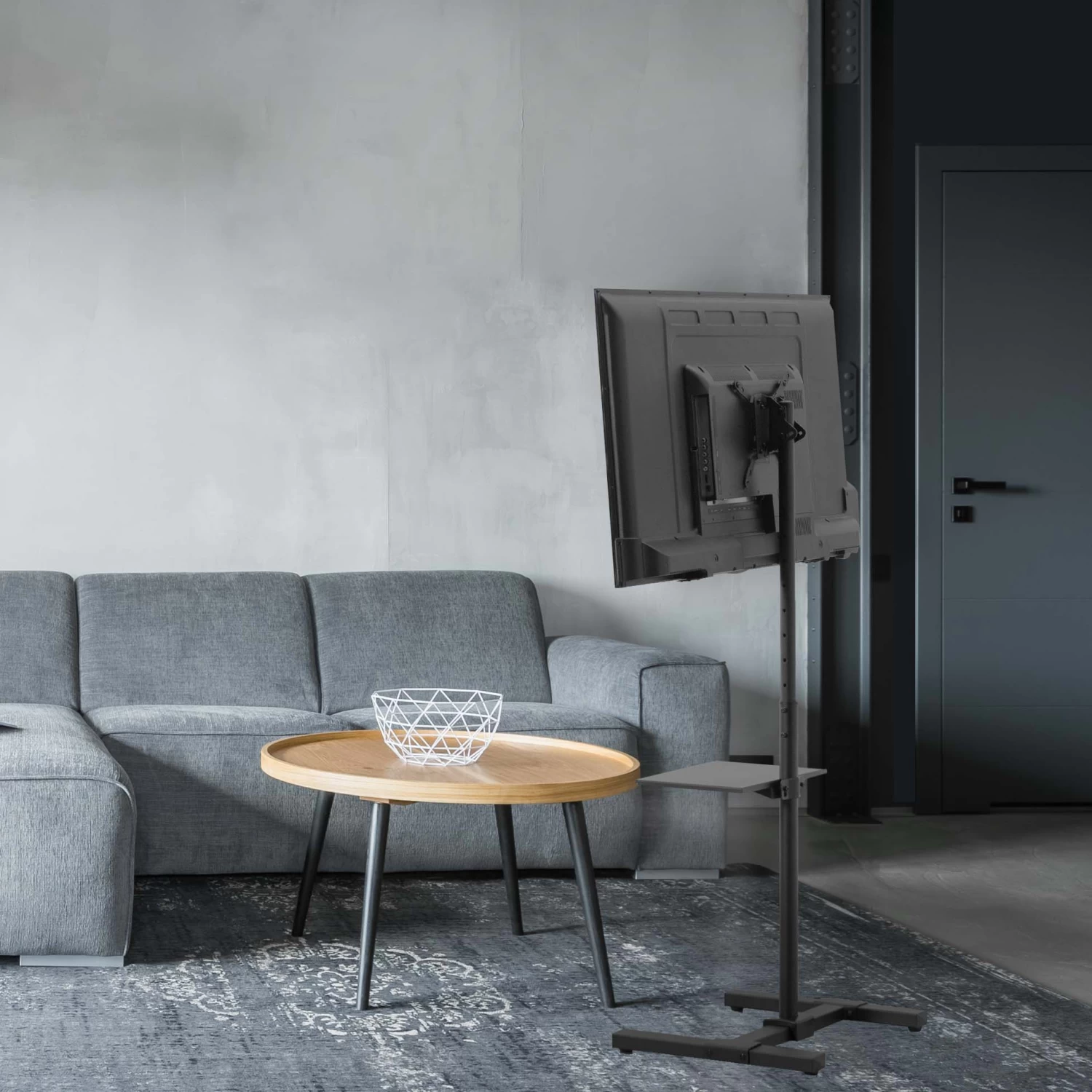 Black Stand For 13" To 50" Screens With Shelf - Image 2