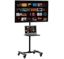 Black TV Cart For 13" To 50" Screens With Shelf