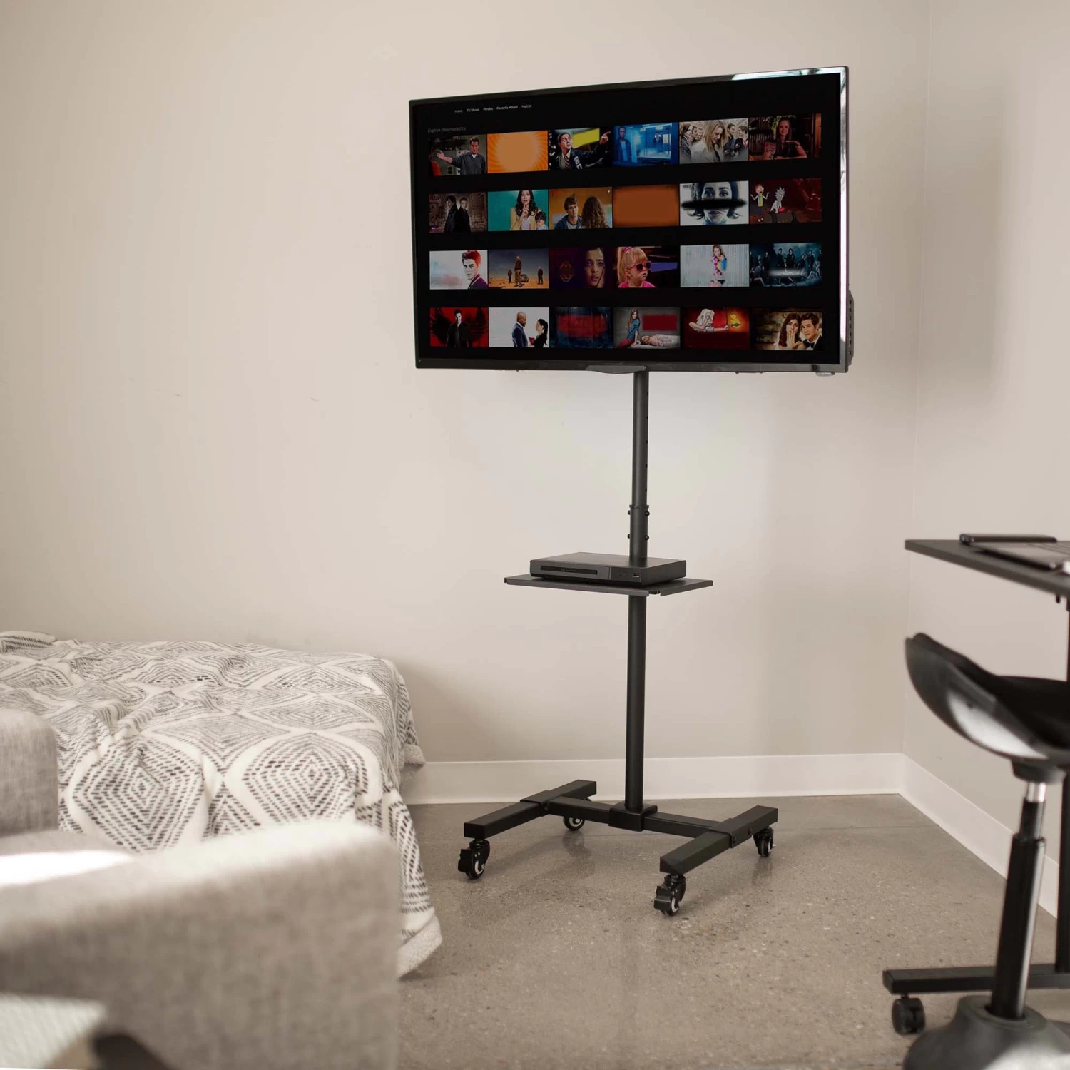Black TV Cart For 13" To 50" Screens With Shelf - Image 2