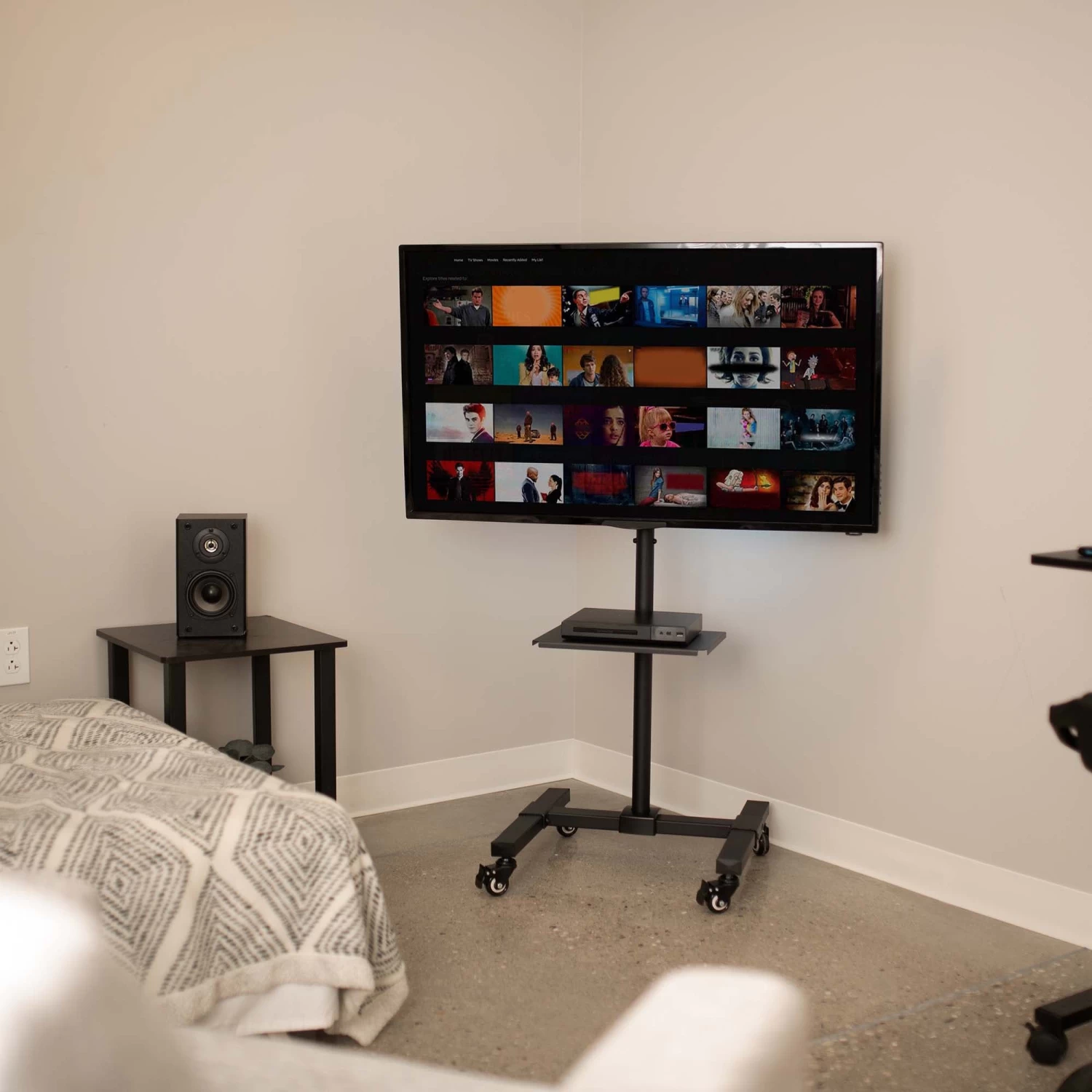 Black TV Cart For 13" To 50" Screens With Shelf - Image 7