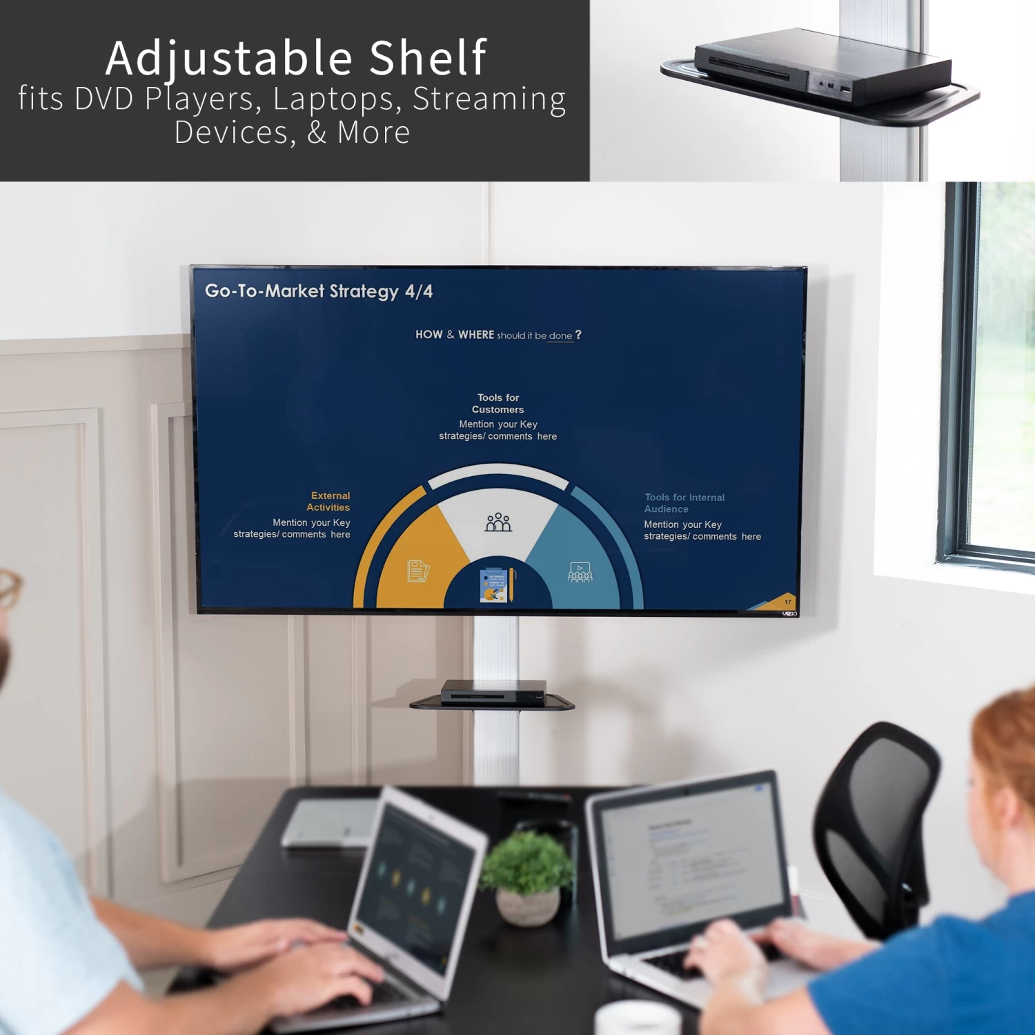 Silver TV Cart For 32" To 83" Screens - Image 8