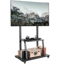 Black Heavy Duty Mobile TV Cart