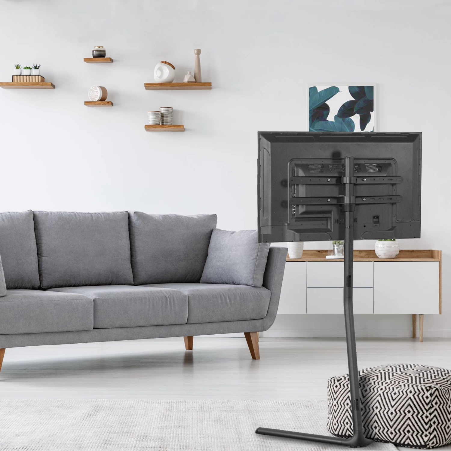 Black V-Base Studio TV Stand For 49" To 70" TVs - Image 2