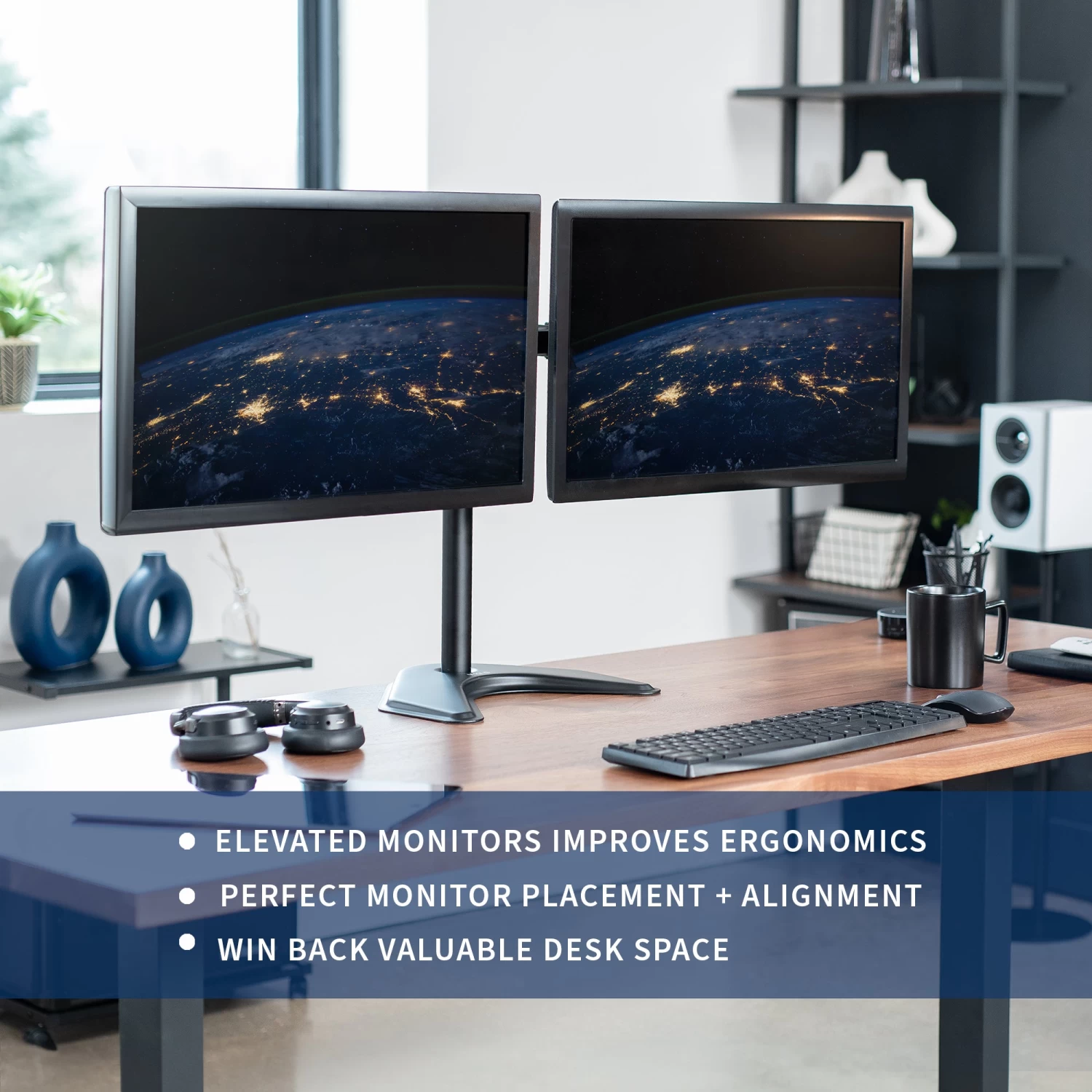 Dual Monitor Desk Stand For Up To 27" Screens - Image 2