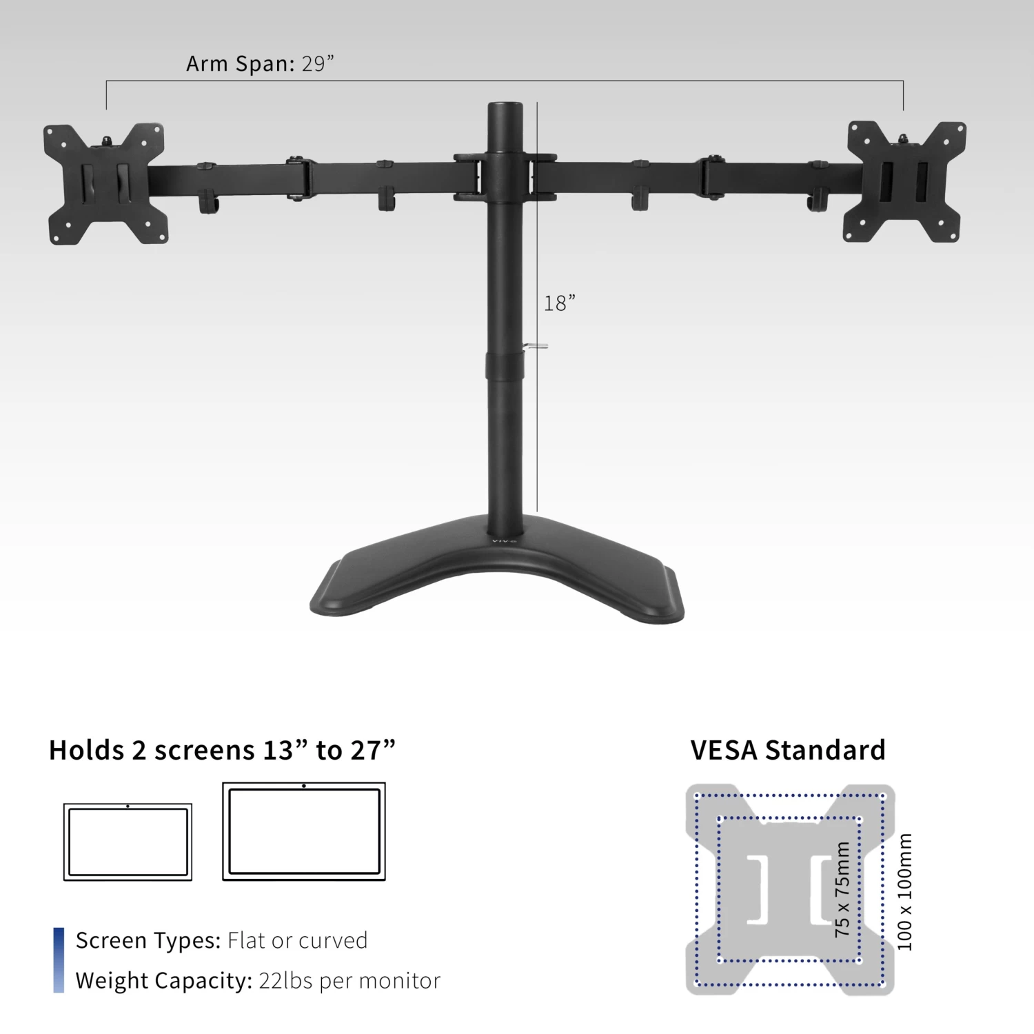 Dual Monitor Desk Stand For Up To 27" Screens - Image 3