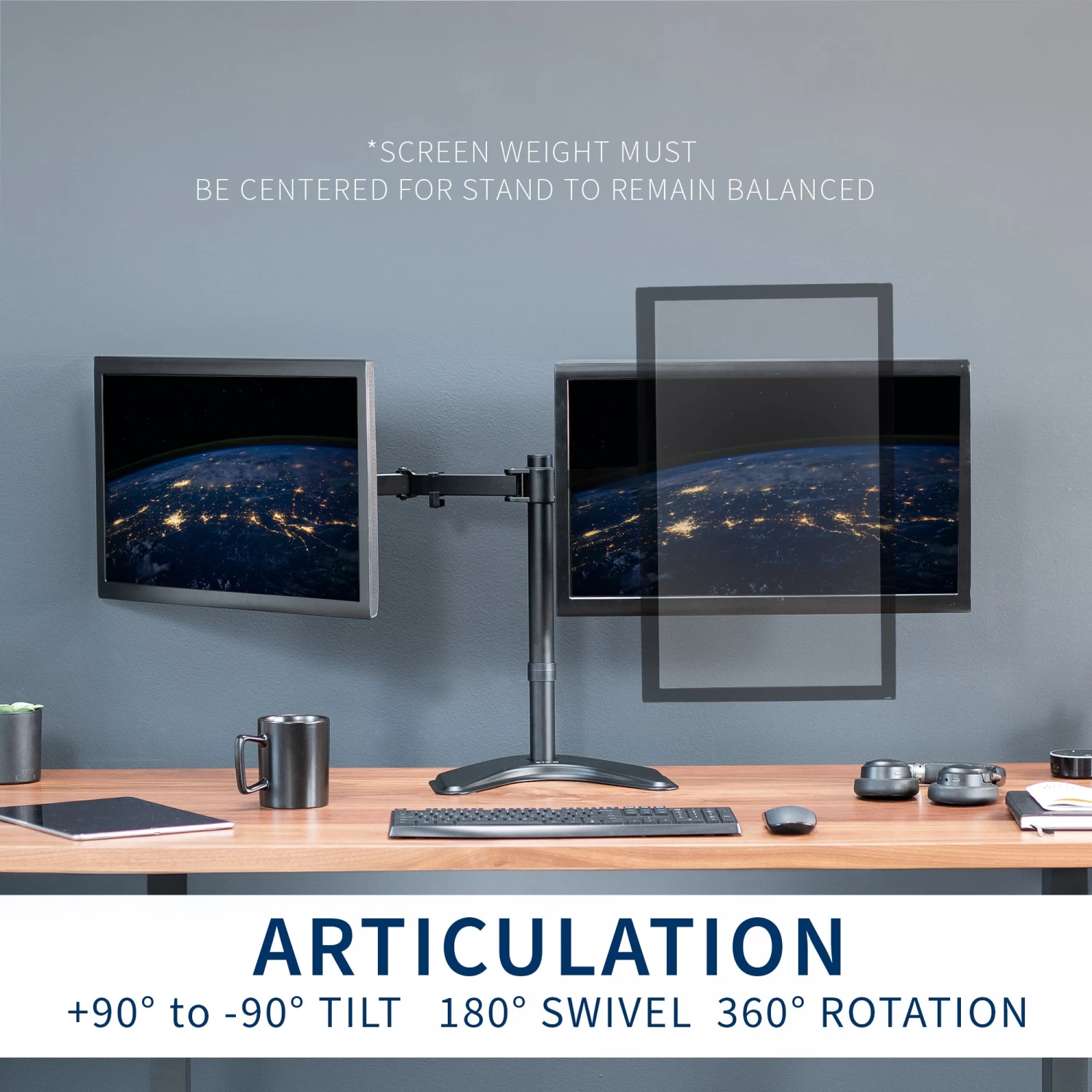 Dual Monitor Desk Stand For Up To 27" Screens - Image 5