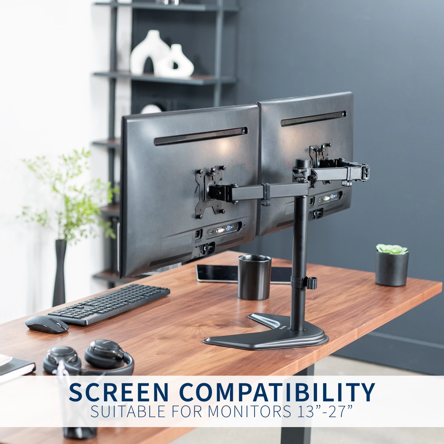 Dual Monitor Desk Stand For Up To 27" Screens - Image 8