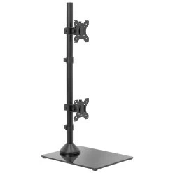 Dual Vertical Monitor Desk Stand With Glass Base