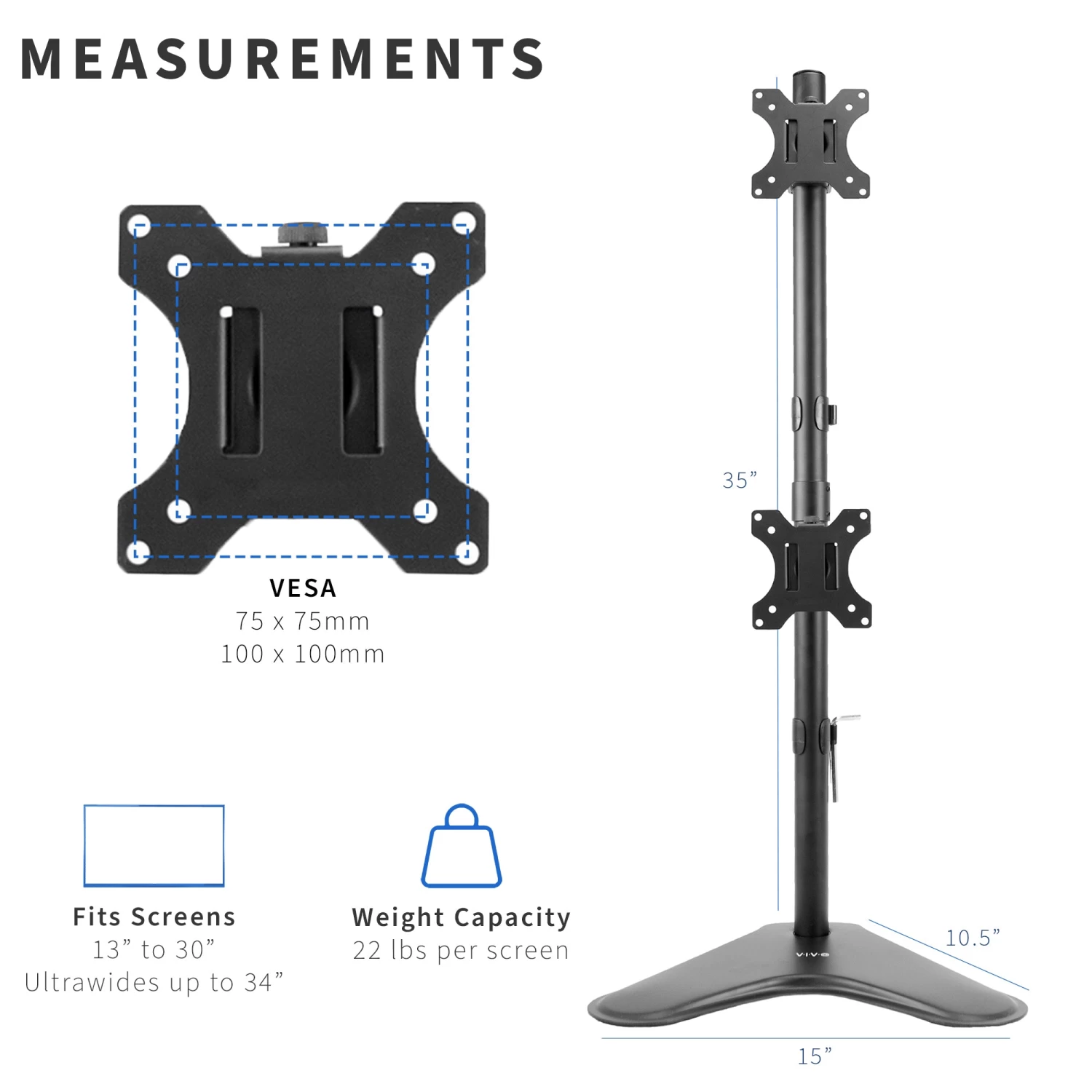 Dual Vertical Monitor Desk Stand - Image 3