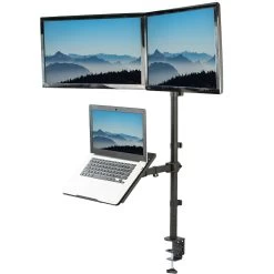 Dual Monitor Extra Tall Desk Mount With Laptop Holder