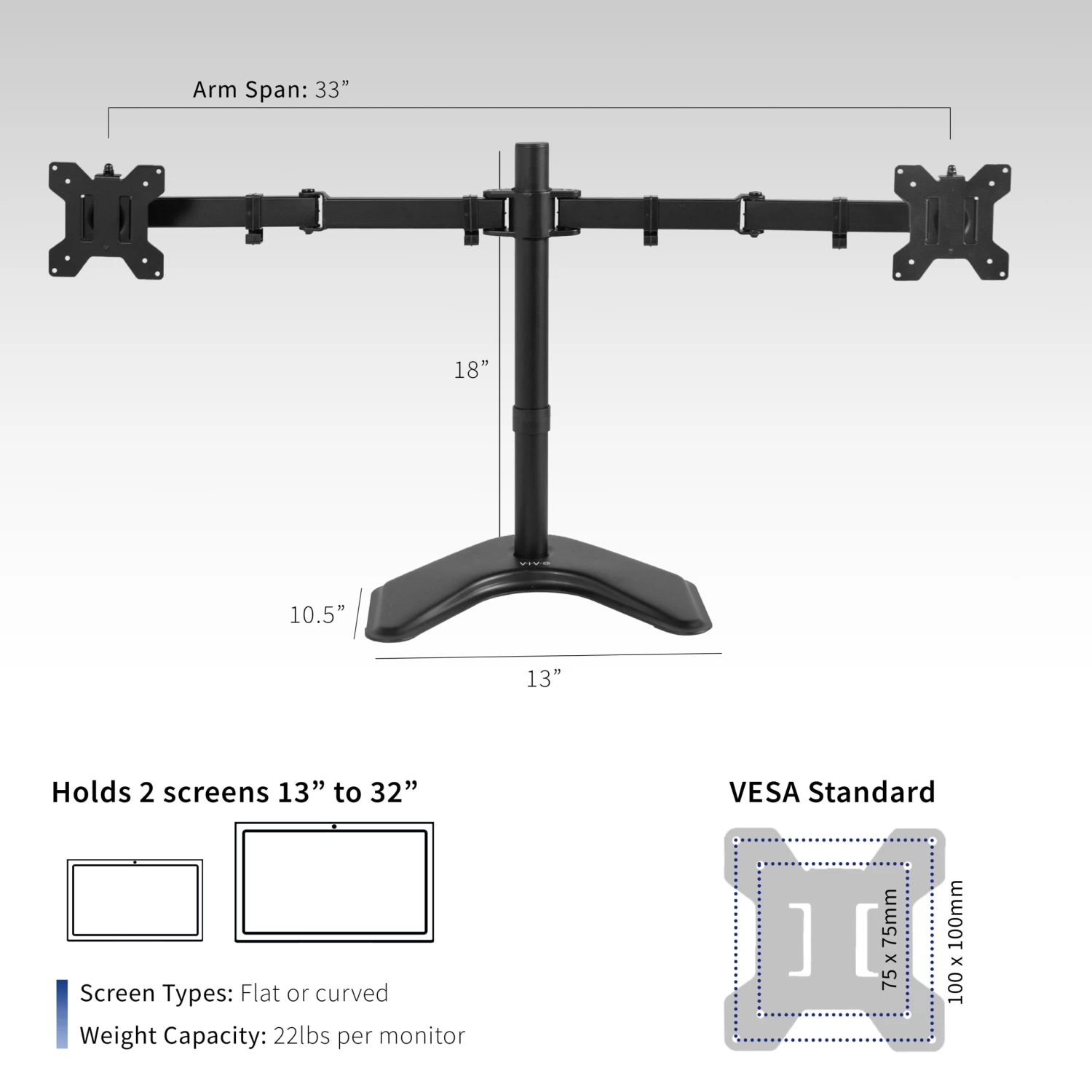 Dual Monitor Desk Stand For Up To 32" Screens - Image 3