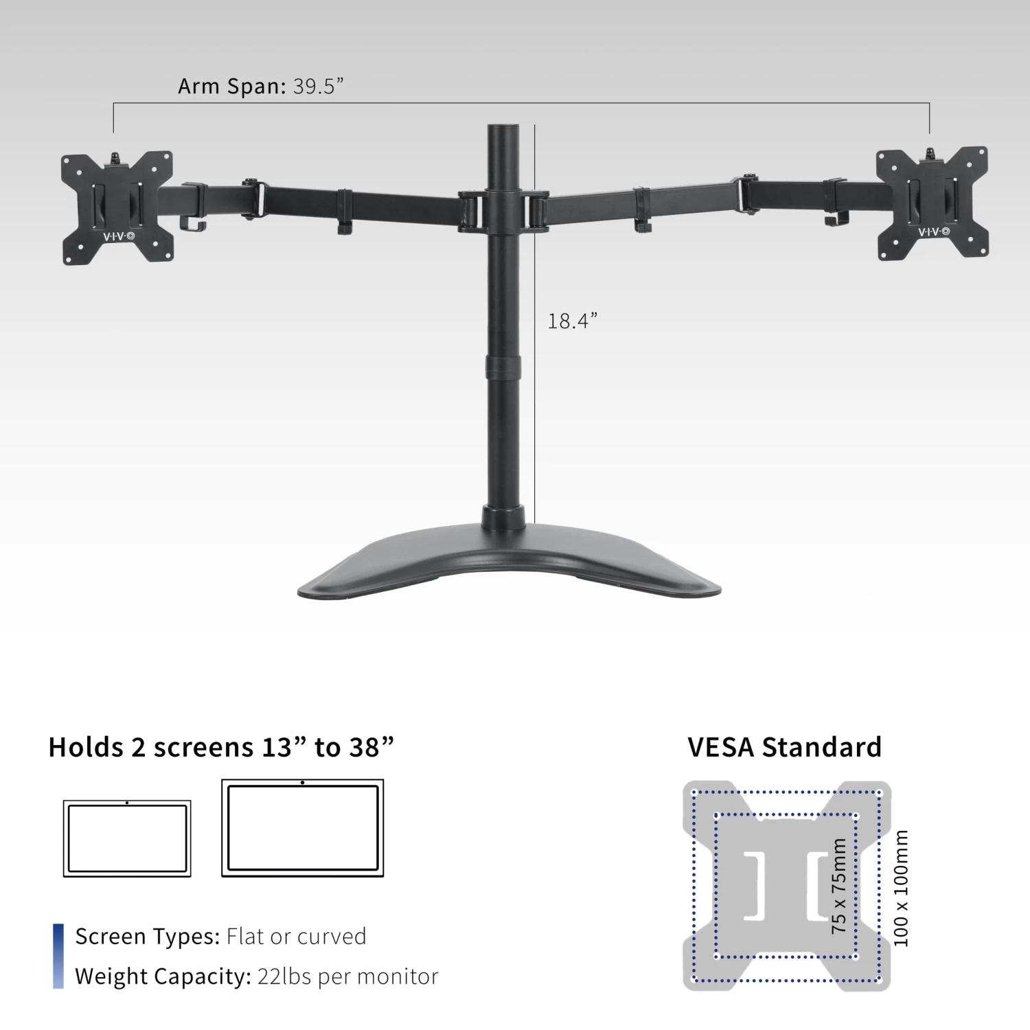 Dual Monitor Desk Stand For Up To 27" Screens - Image 14