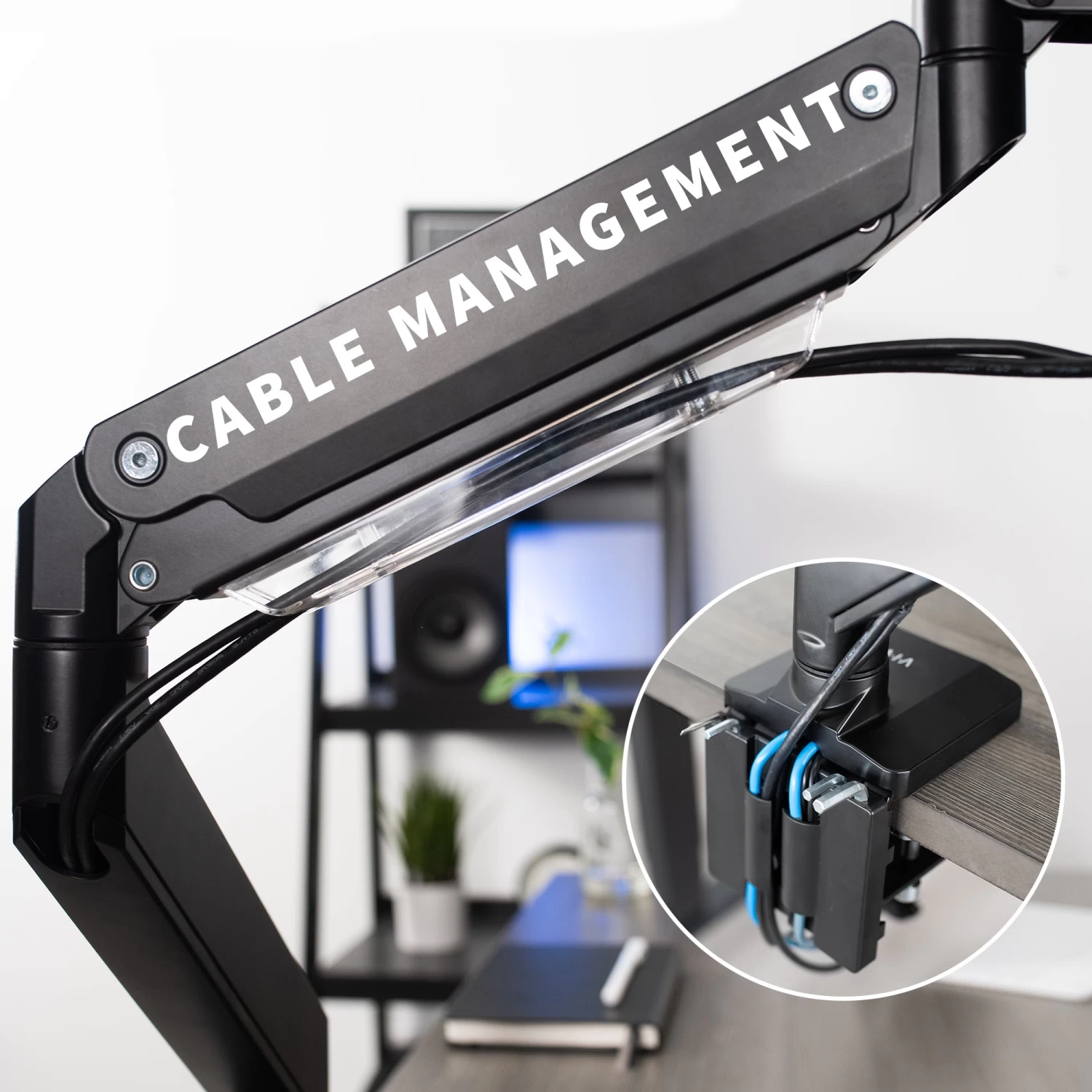 Pneumatic Arm Single Monitor Desk Mount With USB - Image 7