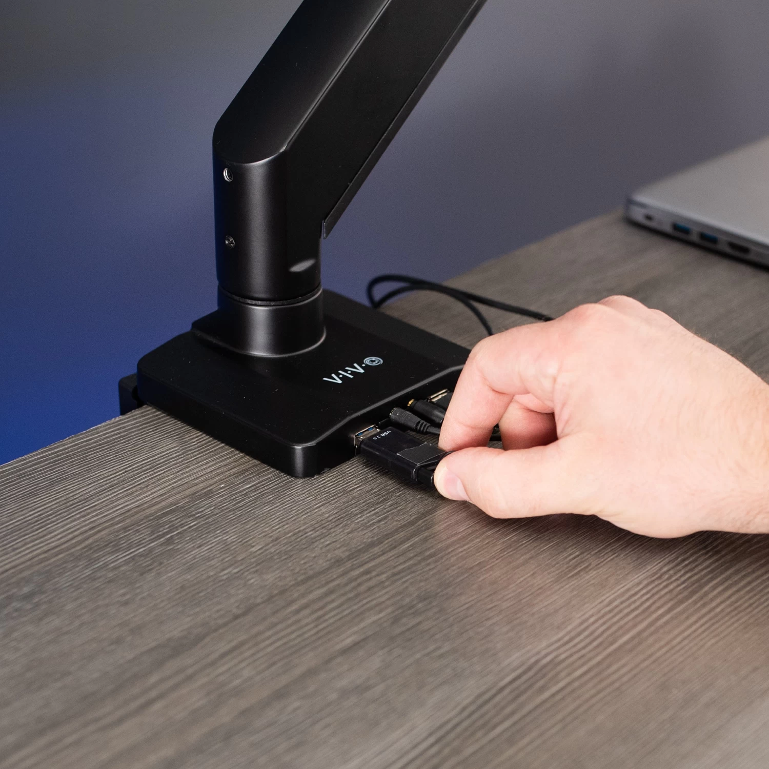 Pneumatic Arm Single Monitor Desk Mount With USB - Image 8
