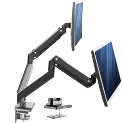 Pneumatic Arm Dual Ultrawide Monitor Desk Mount With USB