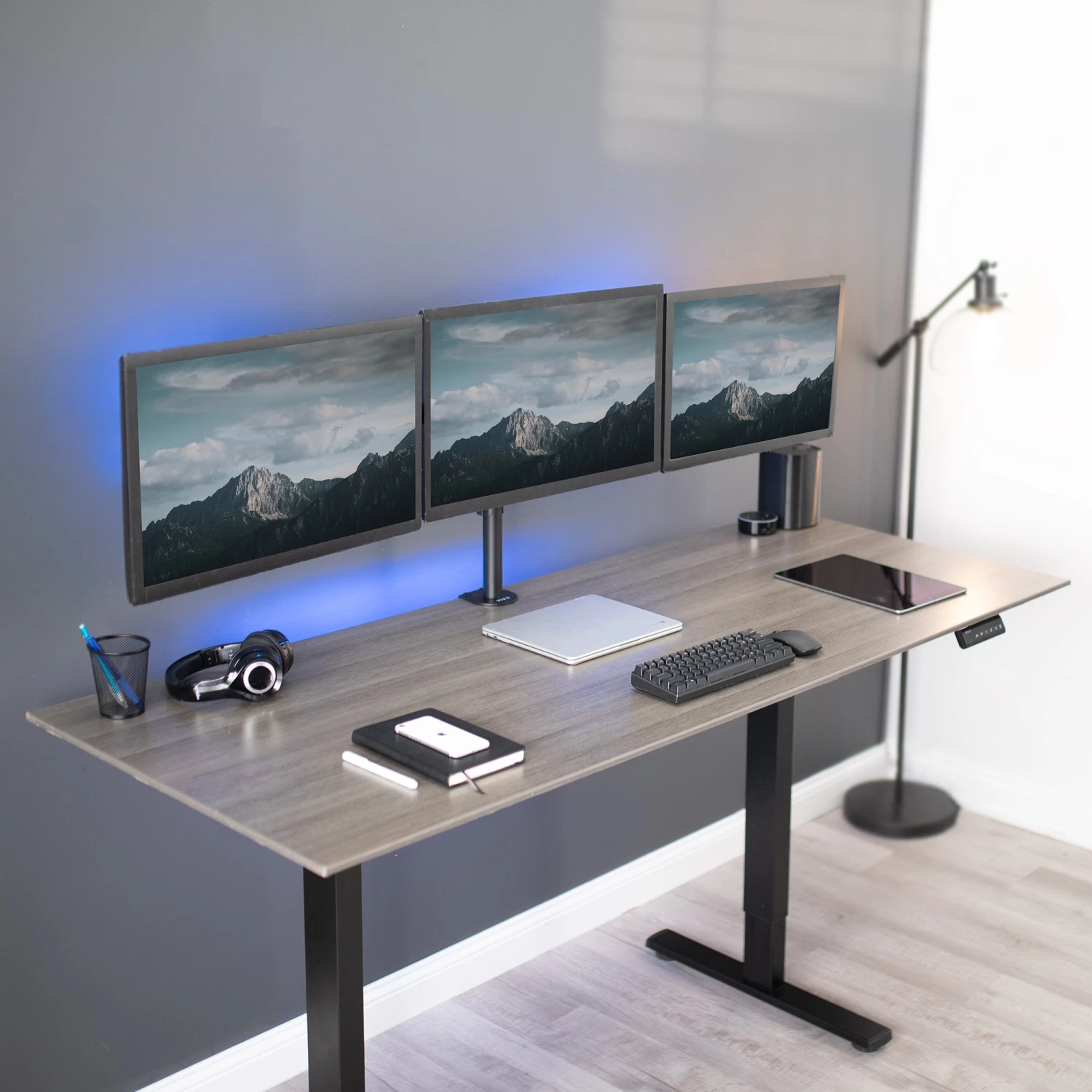 Flush To Wall Triple Monitor Desk Mount - Image 2