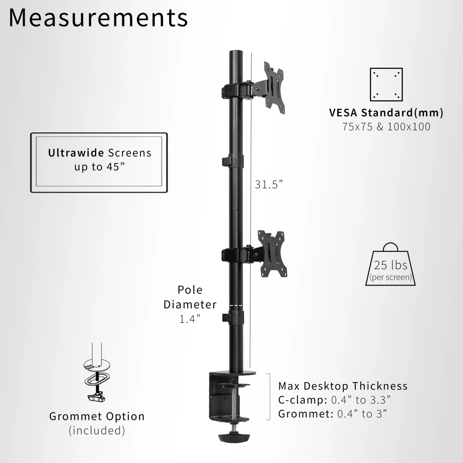 Dual Ultrawide Vertical Monitor Desk Mount - Image 4