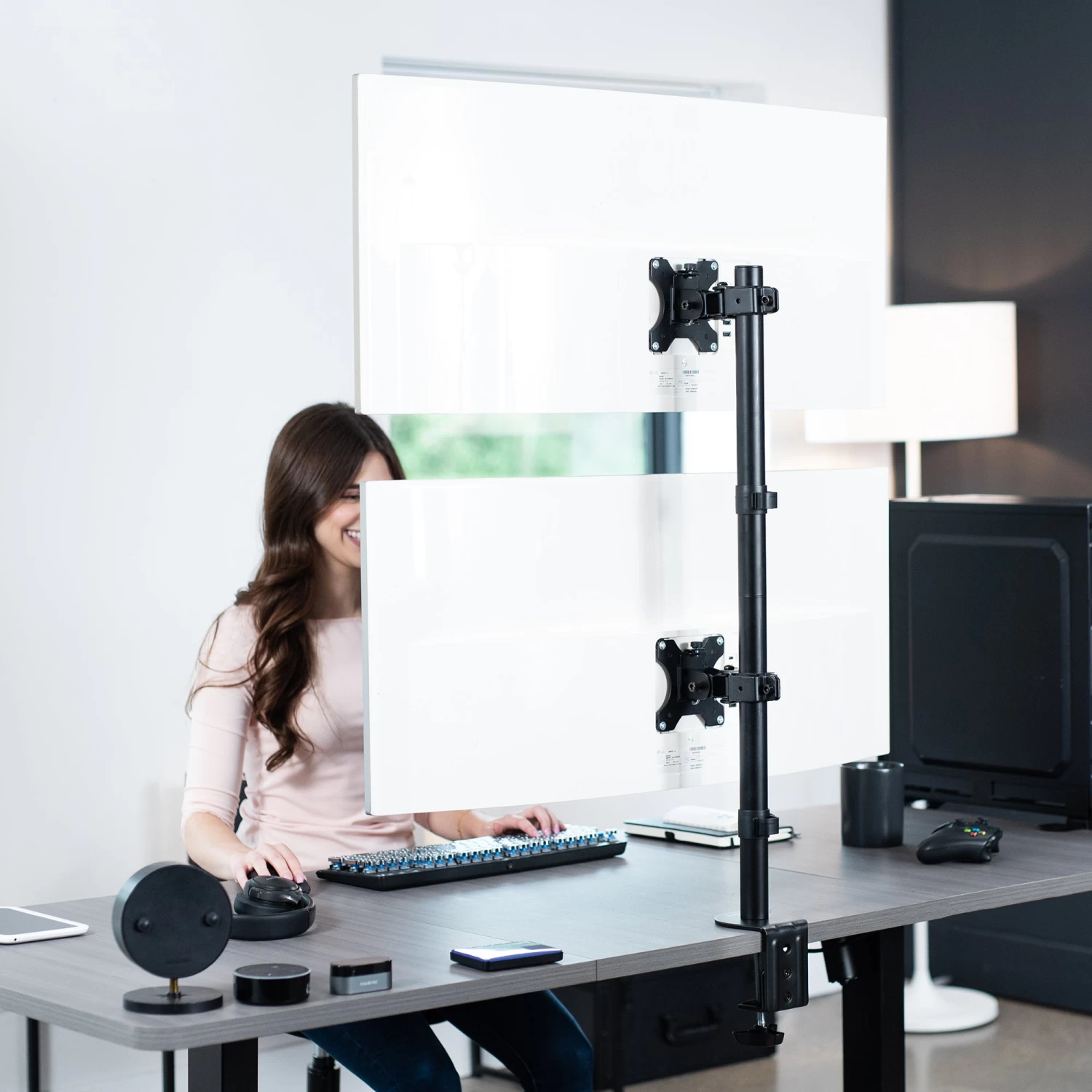 Dual Ultrawide Vertical Monitor Desk Mount - Image 2