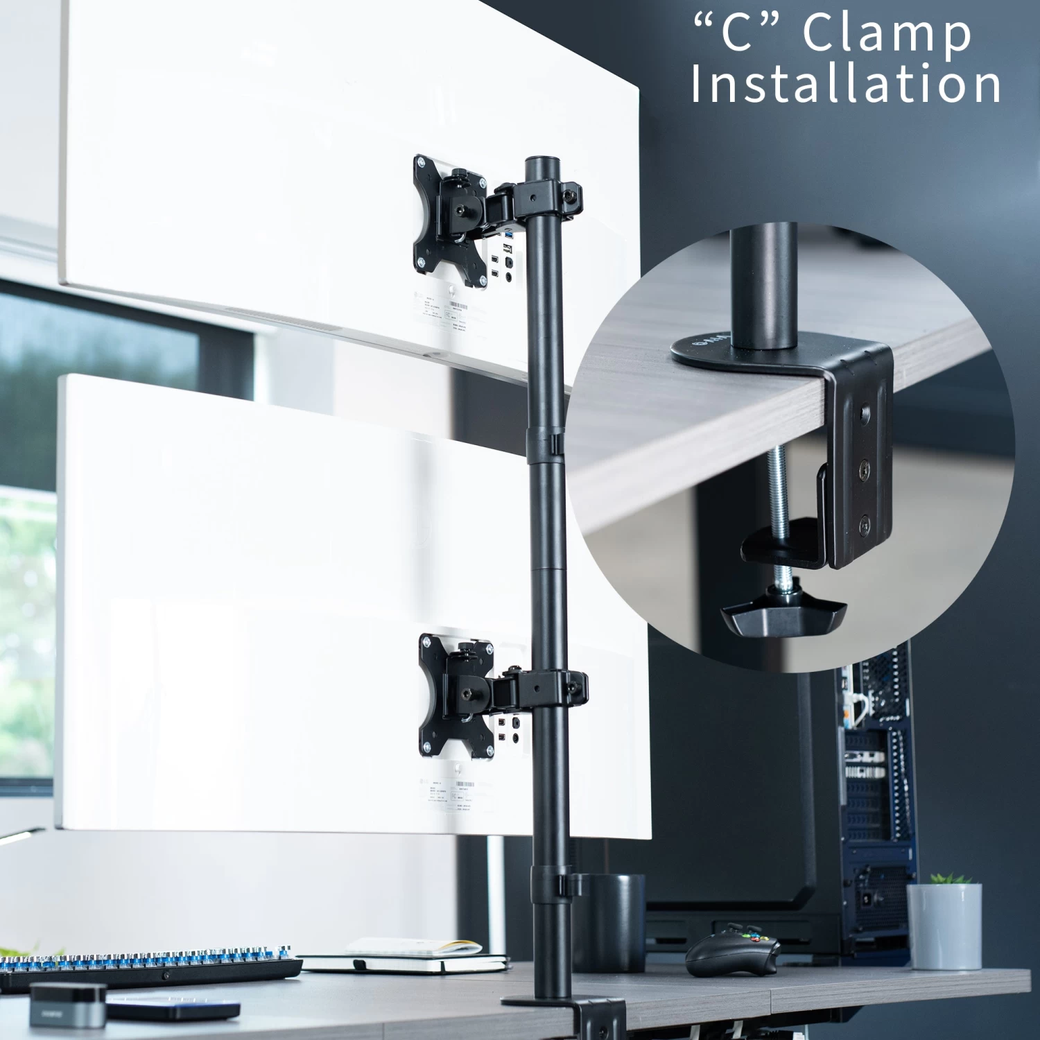 Dual Ultrawide Vertical Monitor Desk Mount - Image 7